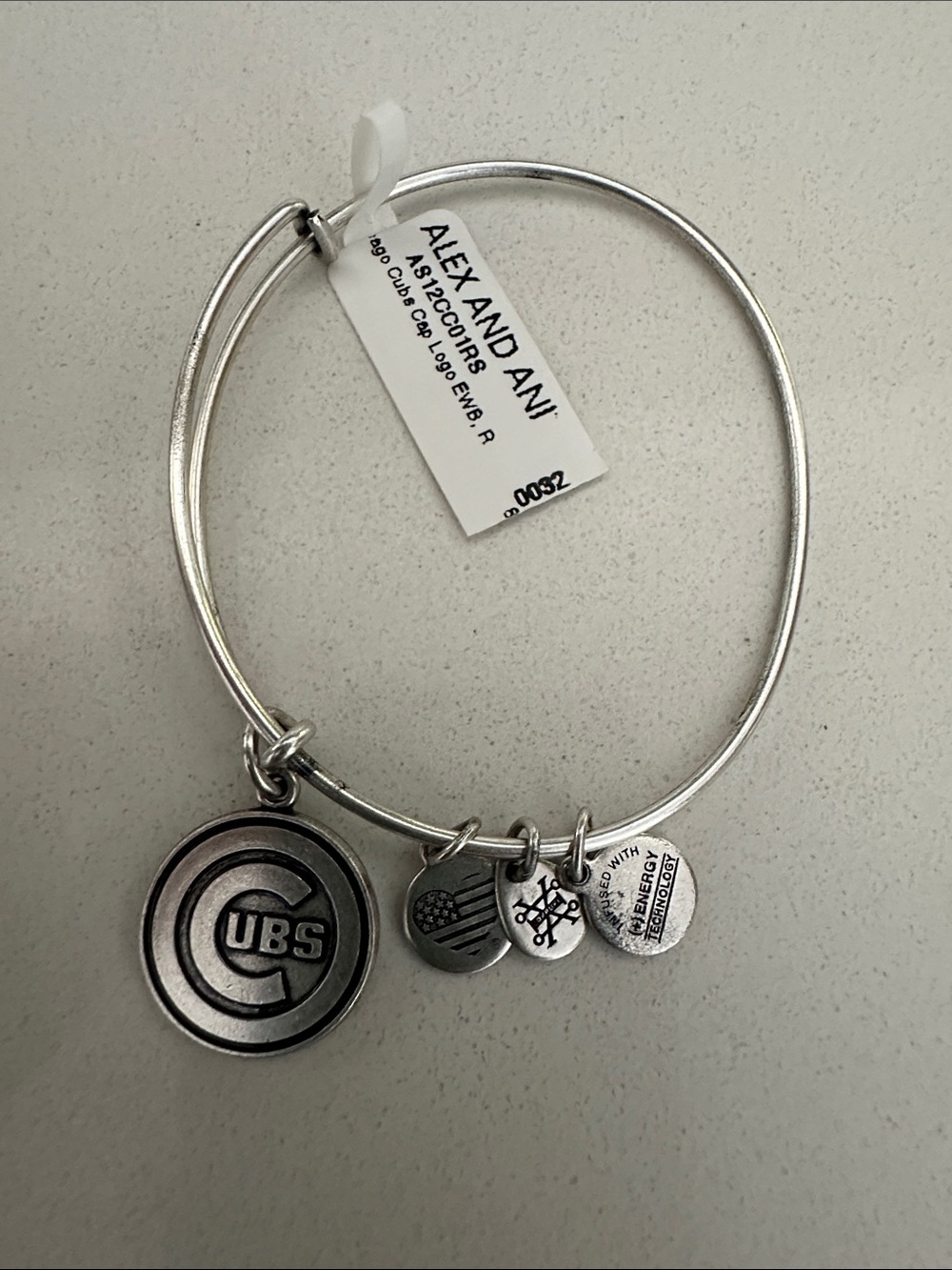 Alex and Ani Silver Chicago Cubs Charm Bangle